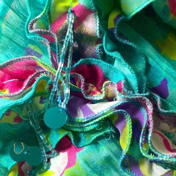 Nu Options Crinkle Blouse Embellished Front Boho Hippie Size M - Picture 6 of 6